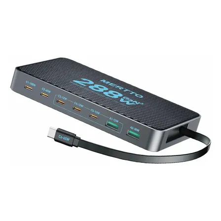 Carregador inteligente multiportas ultrafino Mertto Qc3.0 preto