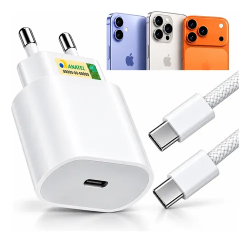 Carregador Turbo 30w Tipo-c Para iPhone 15 16 17 Pro Max Branco
