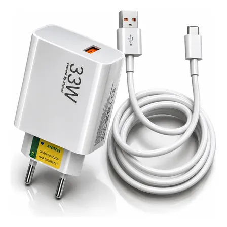 Carregador Turbo 33w Usb-c Para Xiaomi Redmi Poco X6 X7 Pro Branco