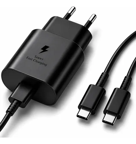 Carregador Turbo Usb-c Para Samsung A15 A54 S23 S24 Ultra Preto