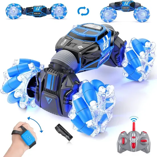 Carrinho Controle Remoto Brinquedo Com Maluco Sensor De Gesto Giro 360 Graus Recarregável Cor Azul 1:16 Zavanese