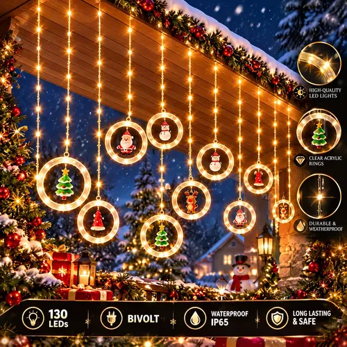 Cascata Led Pisca Pisca Cortina Luz 3m Festas Natal Amarelo 127/220v