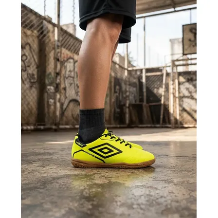 Chuteira Futsal Umbro Manchester Indoor Alta Performance Limão/preto/preto 37