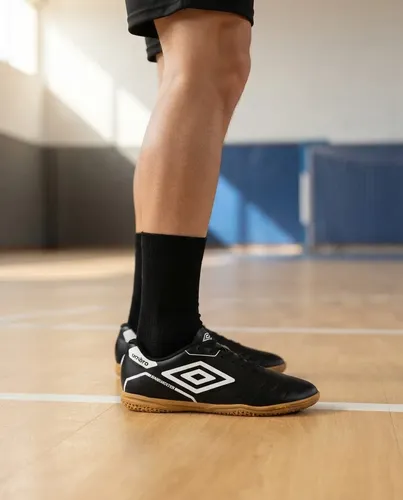 Chuteira Futsal Umbro Manchester Indoor Alta Performance Preto/branco/branco 40