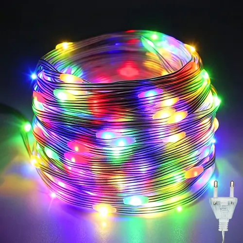 Cordão De Luz Natal Fio Fada 400leds 50m 8 Modos Decoração Rgb 127/220v
