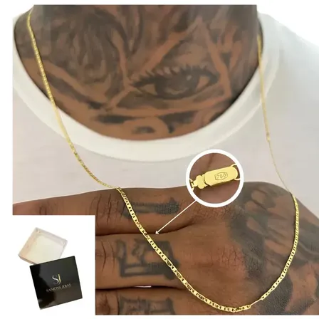 Corrente SaimonsJoias 2mm Masculina Banhada A Ouro 24k Não Desbota+brinde Dourado