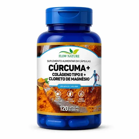 Curcuma Com Colágeno Tipo 2 e Cloreto Magnésio 120caps Suplemento Natural Natsu Produtos Naturais