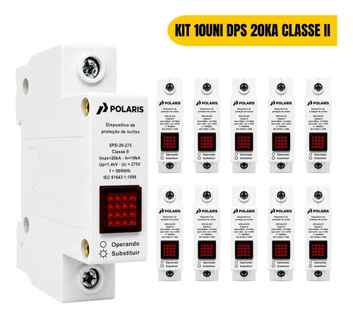 Dispositivo De Surto 20ka 275v Classe 2 Monofásico Dps 10uni