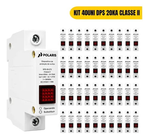 Dispositivo De Surto 20ka 275v Classe 2 Monofásico Dps 40uni