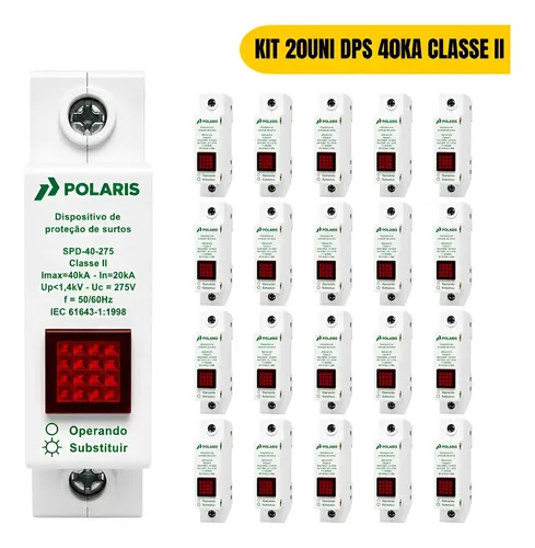 Dps Protetor De Surto Classe 2 1p 40ka 275v Kit Com 20 Unid