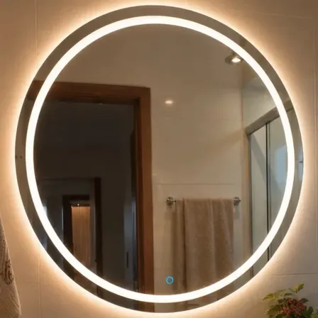 Espelho Grande Com Touch 60x60 Led 3 Cores Jateado Banheiro