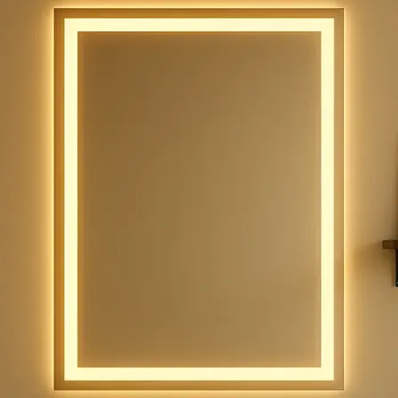 Espelho Retangular Led 70x120 Cm Jateado Lapidado Touch Luxo Neutro Vertical