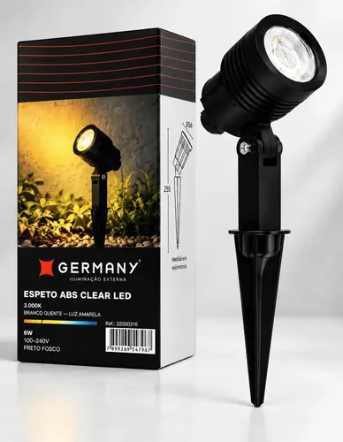 Espeto Refletor Led Para Jardim Germany 6w Ip65 3000k 127/220v Preto Branco-quente
