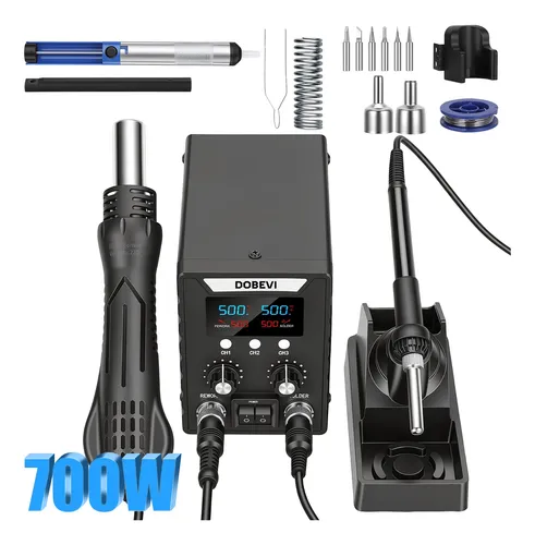 Estação De Solda Com Temperatura Ajustável +3 Bicos Dobevi Preto 220v