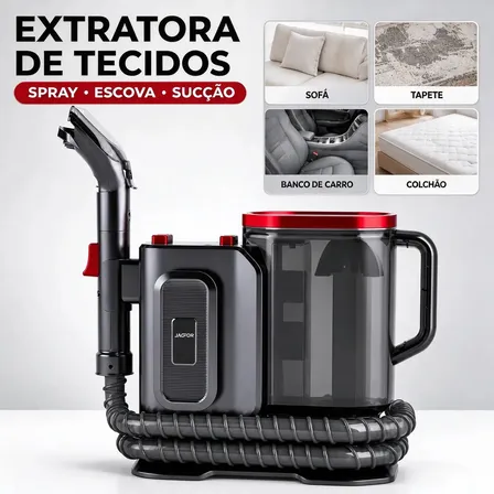 Extratora de Estofados JAGFOR 1500W para Sofá, Tapete e Carro, com Tanques de Água Limpa e Suja