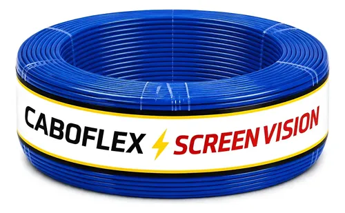 Fio 6mm Cabo Flexível Rolo 50 Metros Azul Screen Vision Azul