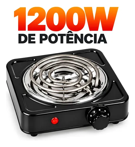 Fogão Cooktop Fogareiro Elétrico 1 Boca Portátil 1200w Preto 220v
