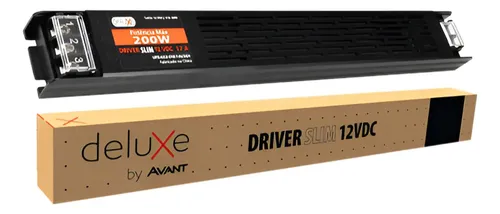 Fonte Driver Slim Para Fita Led 17a 200w Deluxe Luz Branco