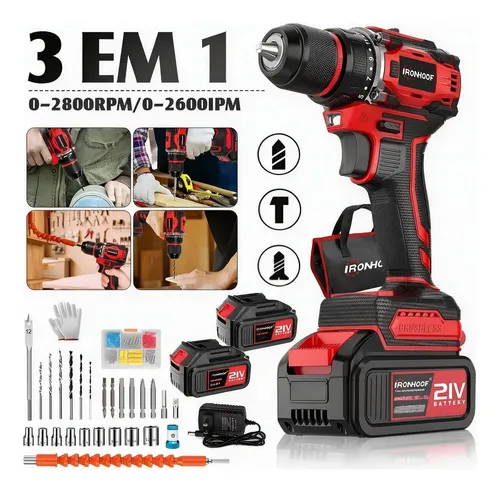 Furadeira Parafusadeira De Impacto A Baterias Brushless 21v Vermelho 110/127/220v 60hz