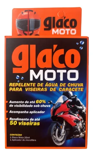 Glaco Moto 20ml 50 Viseiras Repelente De Água Para Capacete Incolor
