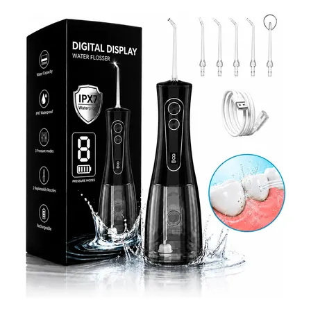 Irrigador Oral Elétrico Portátil Px7 400ml 8 Modos 5 Bicos Preto 127/220v