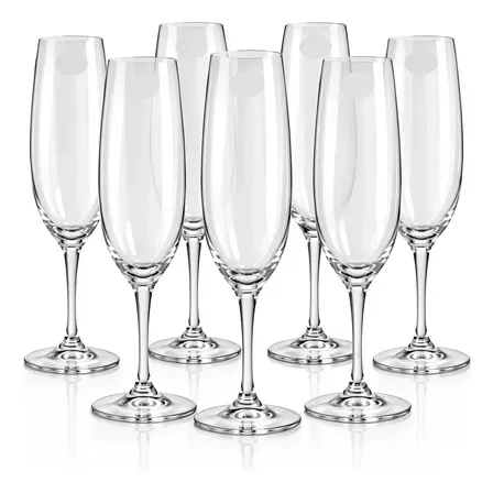 Jogo 6 Taças Champanhe 220ml Cristal Bohemia Espumante Transparente