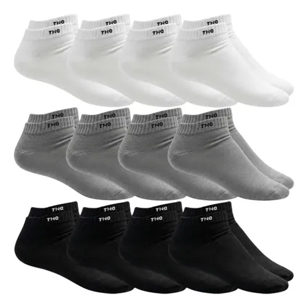 Kit 12 Pares De Meia Algodão Lisa Cano Curto Casual G 39/43 Sortido Lisa G 39/43