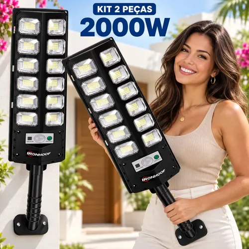 Kit 2 Luminaria Poste Solar Externa Com Sensor
