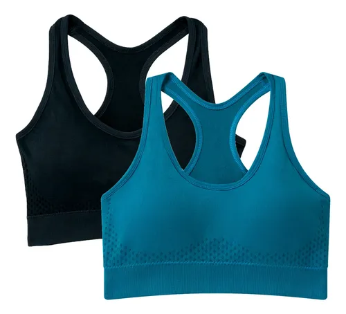 Kit 2 Top Nadador Fitness Com Bojo Costura Reforçada Fitness Preto-ciano M