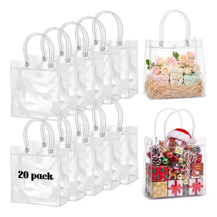 Kit 20 Caixas Presente Pvc C/ Alça E Botão 20x20x9cm Branco Retangulo
