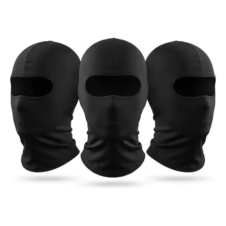 Kit 3 Balaclava Touca Ninja Termica Moto Ciclismo Uv50 Pesca Preto Liso