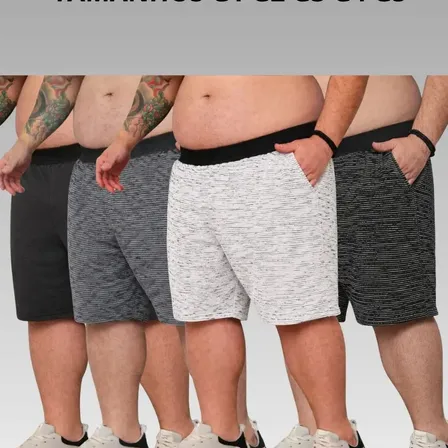 Kit 3. Bermudas Plus Masculinas Moletom Academia Casual Lote Sortidas Liso E Rajado G5 ( 58 )