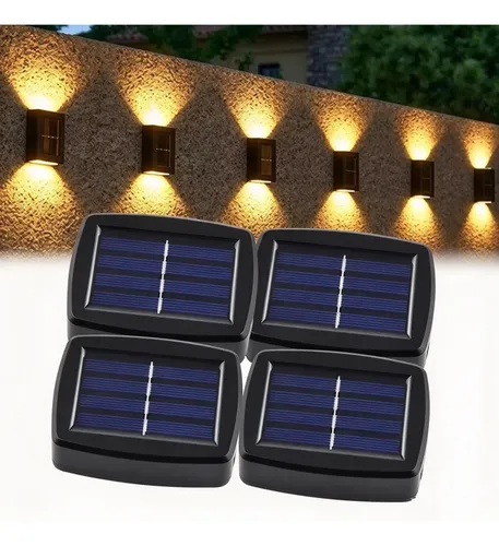 Kit 4 Arandela Lampada Solar Led Parede Jardim Externa Ip65 1.2v 2 Led-luz Quente