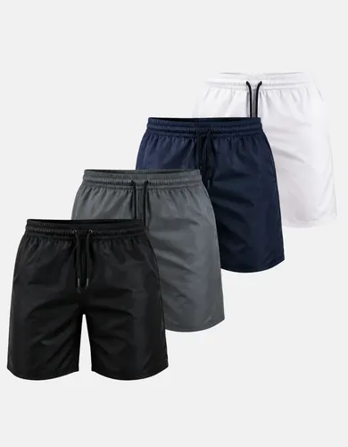 Kit 4 Shorts Treino Academia Bermuda Dry Fit Esportiva Leve Azul/preto/cinza/branco Liso M