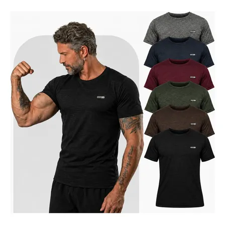 Kit 6 Camisetas Masculina Academia Dry Fit Malha Fria Treino