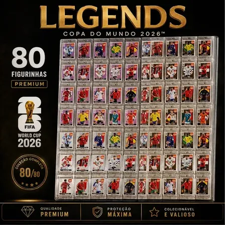 Kit Completo 80 Figurinhas Raras Legends Lendárias Copa 2026