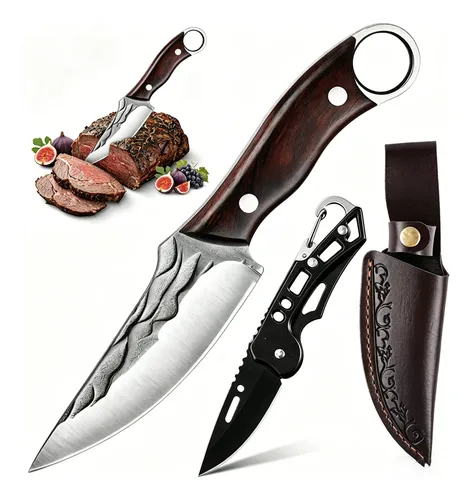 Kit Facas Para Churrasco 2 Facas Inox Cozinha Corte De Carne Chocolate