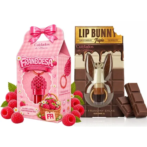 Kit Gloss Hidratante Labial Franboesa + Gloss Labial Lip Bunny Triple Chocolate - Fran By Franciny Ehlke