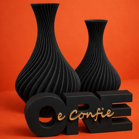 Kit Vaso Decorativo Com Letreiro Biblico Moderno Granito Preto