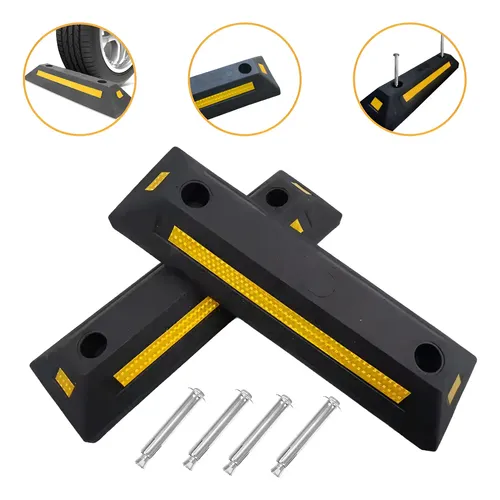 Limitadores Estacionamento Kit 2 Garagem Delimitador - 55cm Preto Amarelo Refletivo