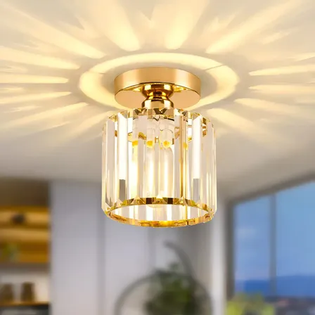 Luminária Plafon Sobrepor Led Moderna Crystal Dourado 6500k 127/220v Dourado