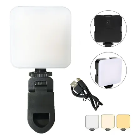Luz Led Iluminação Portátil Com Clip Câmera Celular Pro6000k Branco