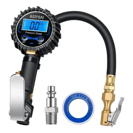 Manômetro Digital AstroAI de Pneu com Inflador para Carro e Moto 250 PSI