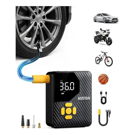 Mini Compressor de Ar Portátil AstroAI 150 PSI Para Pneus Com Manômetro Digital