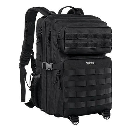 Mochila Tática Militar 45L Impermeável Reforçada Masculina Grande Para Viagem Camping Caça Pesca Airsoft Exército Yorepek Preta