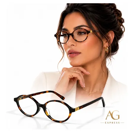 Óculos Miu Armação Grau Tartaruga Oval Blogueira Vintage Miu Marrom