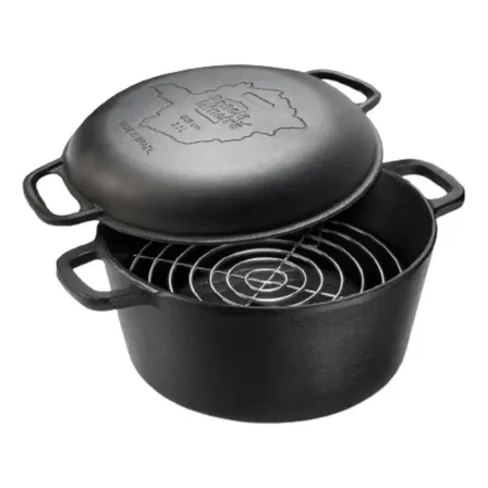 Panela Defumacao Ferro Fundido 28x16 Cm 8,2l Panela Mineira Preto