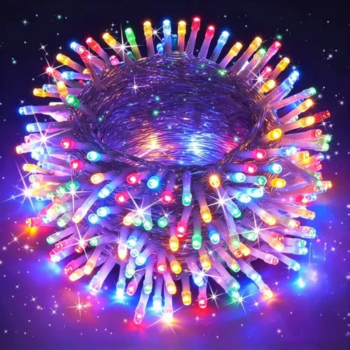 Pisca Natal Cordão Cores De Natal 10 Metros 100 Led 8 Função Colorido 127/220v
