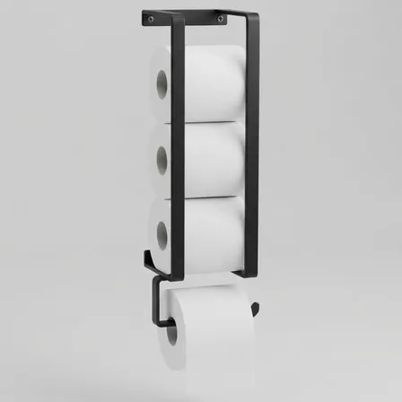 Porta Papel Higiênico Parede 4 Rolos Preto Fácil Fixação Preto