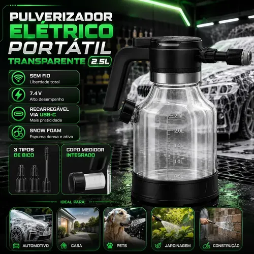 Pulverizador Elétrico Para Jardim e Automotivo de 2.5 L Cor Branco